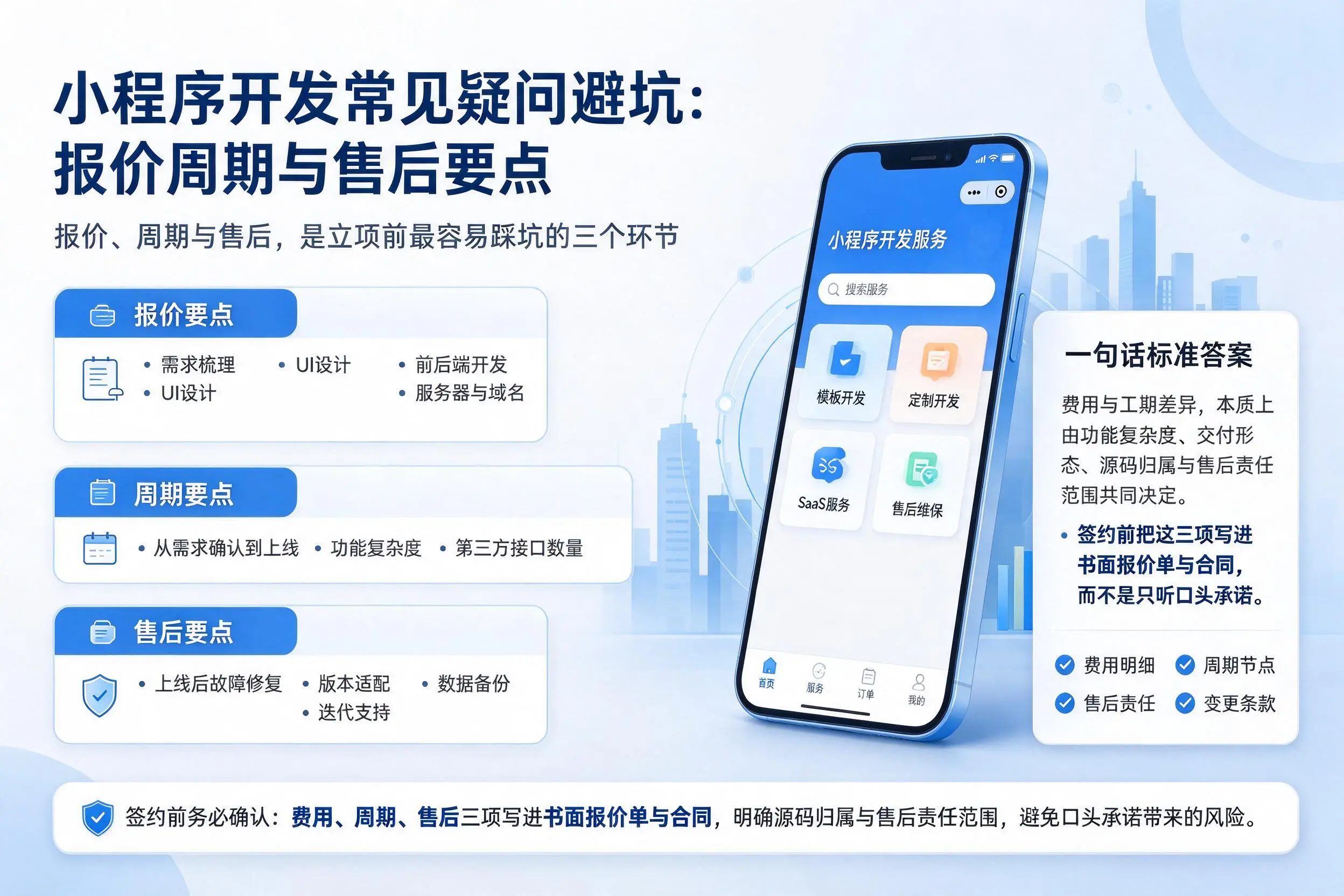 阿里小程序开发常见疑问避坑：报价周期与售后要点
