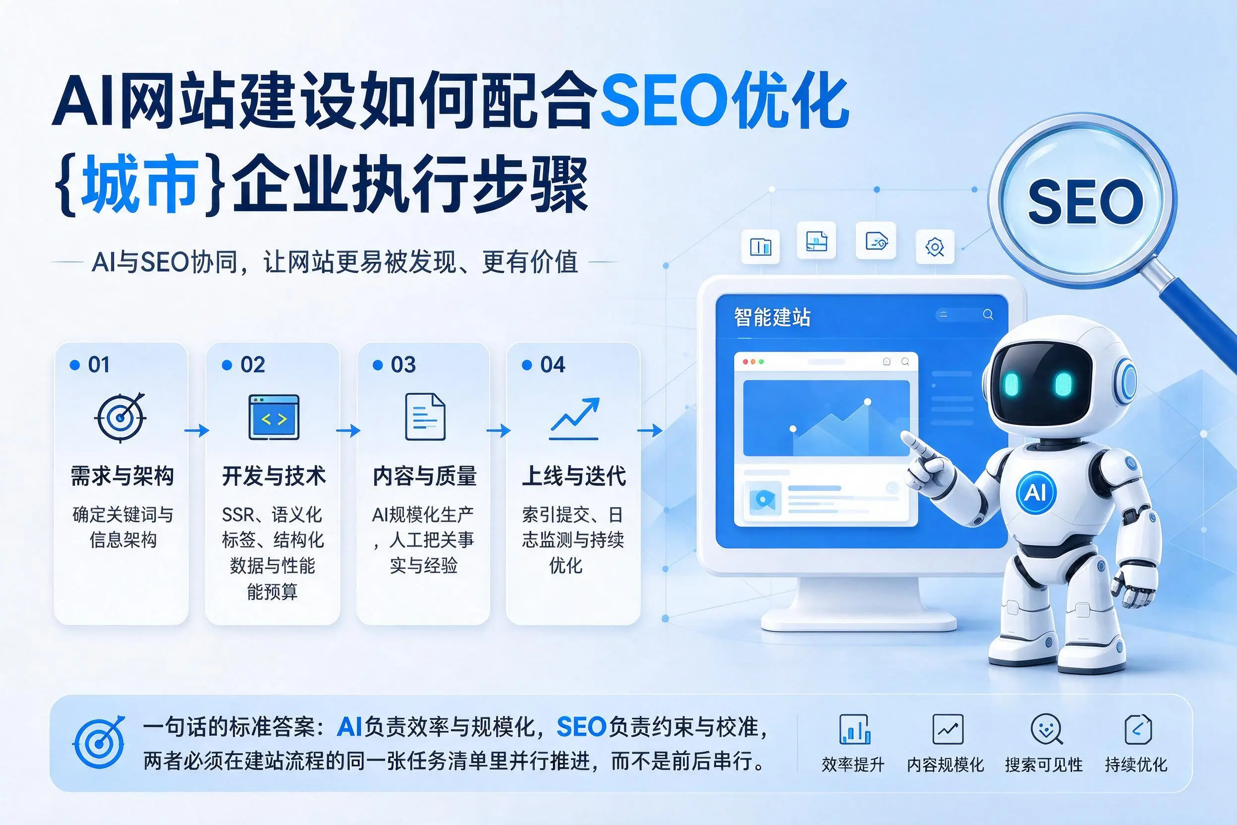 AI网站建设如何配合SEO优化，阿里企业执行步骤