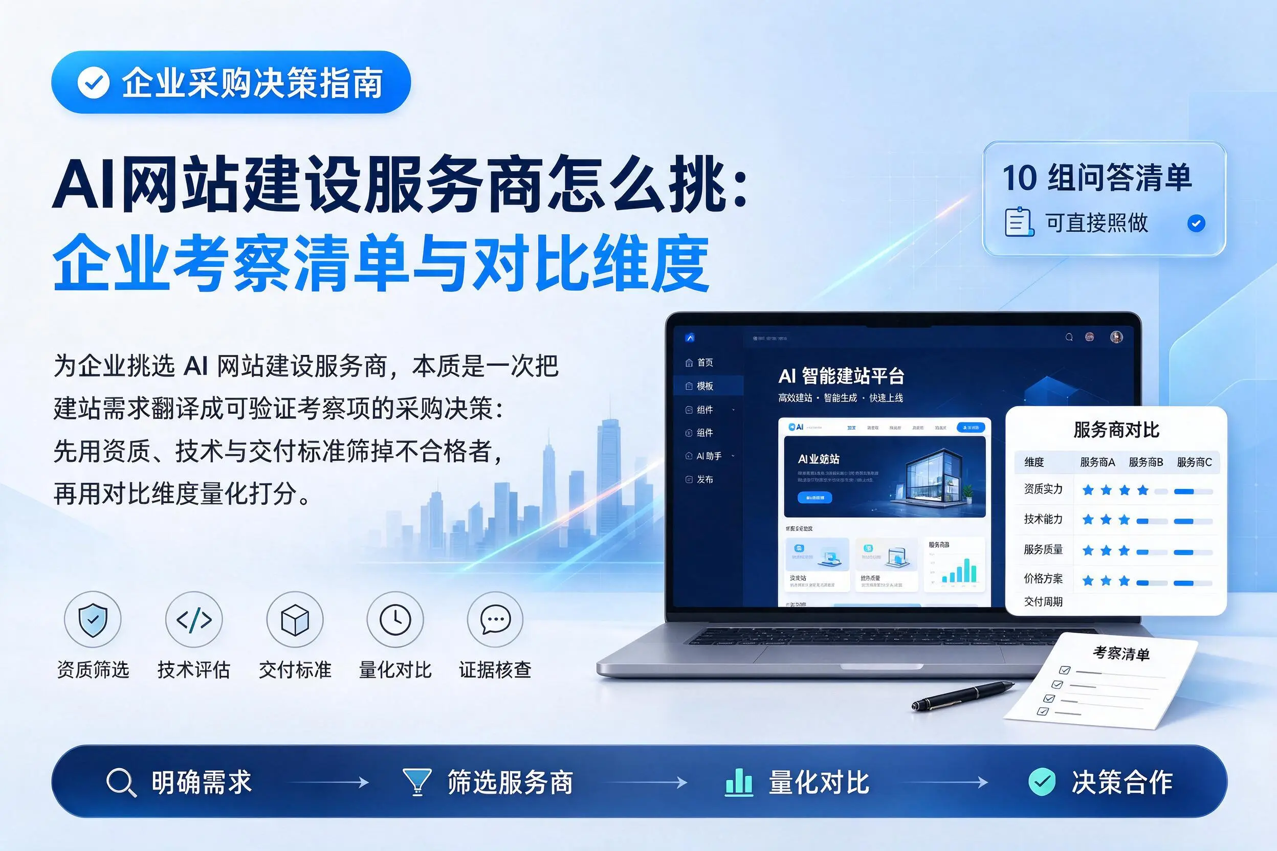 AI网站建设服务商怎么挑：阿里企业考察清单与对比维度