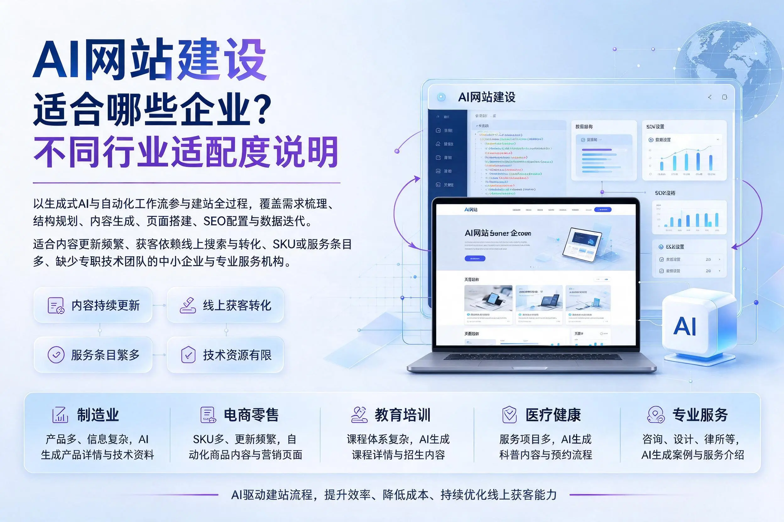 AI网站建设适合哪些企业？阿里不同行业适配度说明